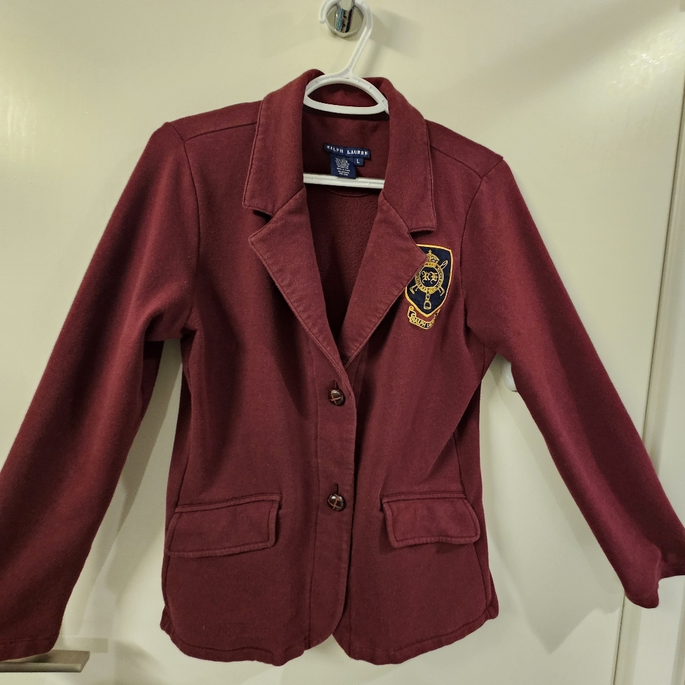 Ralph Lauren Blue Label Burgundy Blazer with Crest Patch - Picture 2 of 13